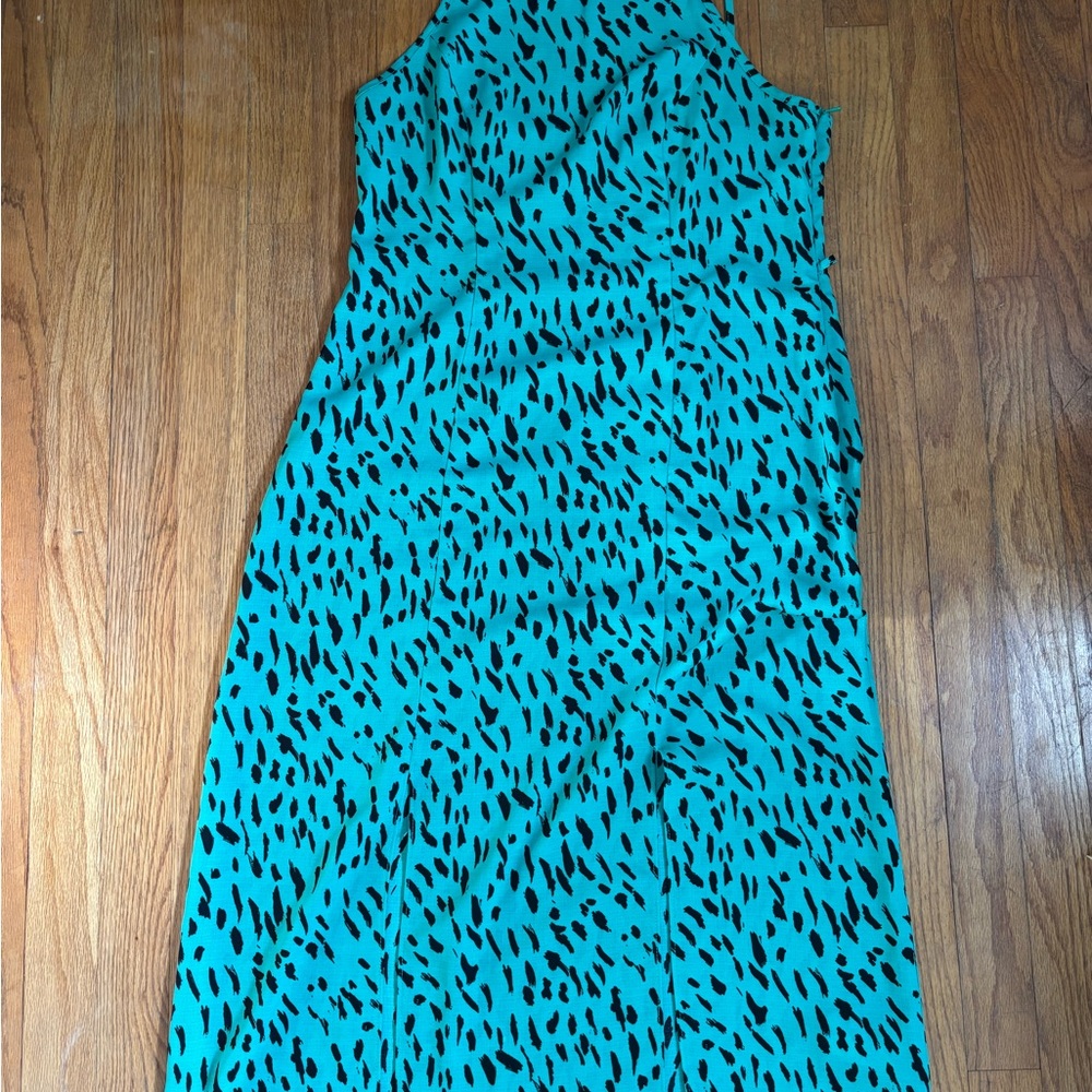 Primark Teal and Black Animal Leopard Midi Dress